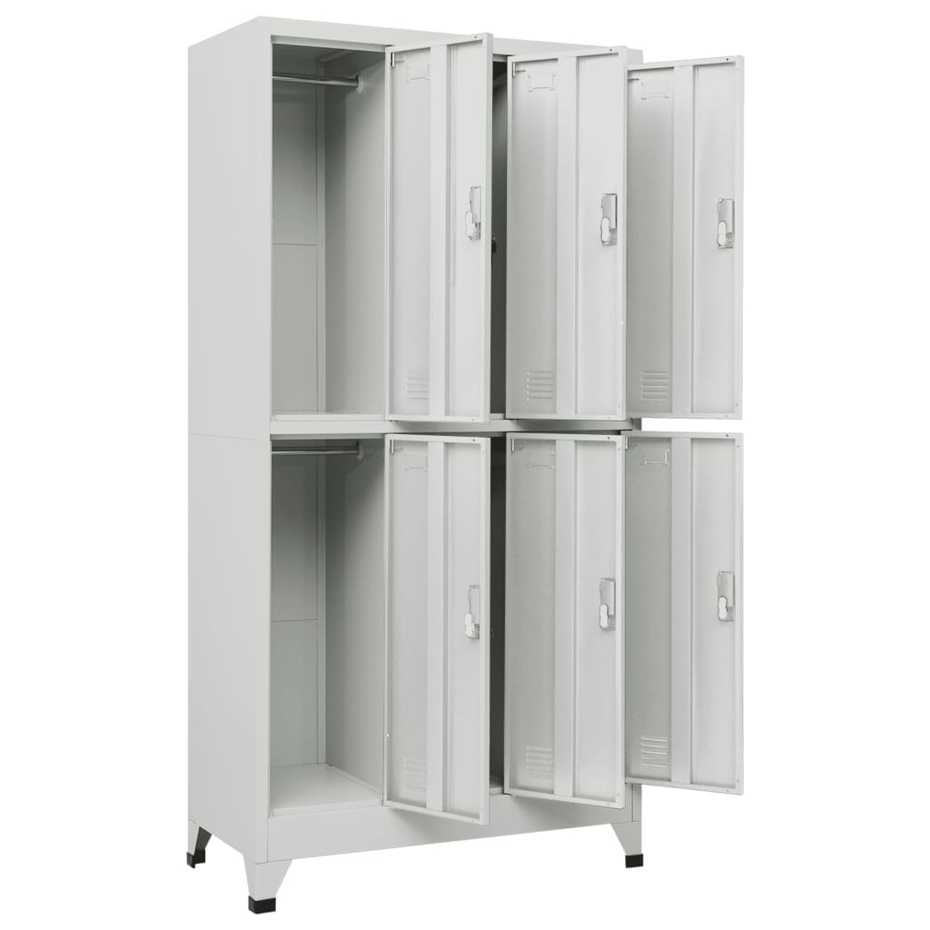Armadietto a Chiave con 6 Scomparti in Acciaio 90x45x180 cm