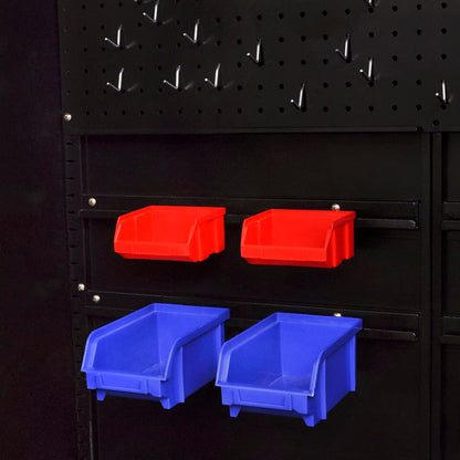 Armadio Portautensili 2 Ante Acciaio 90x40x180 cm Nero e Rosso | homemem39