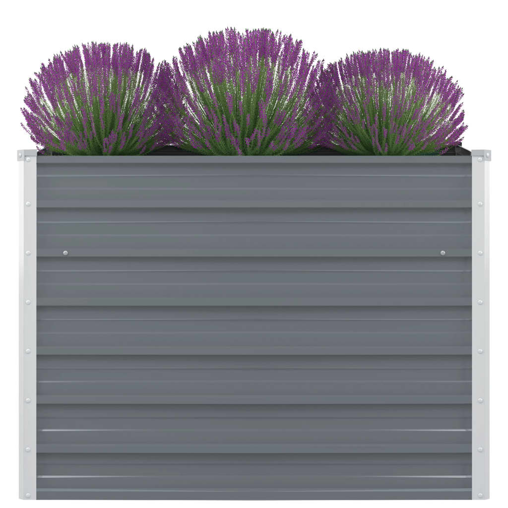 Raised Grow Bed 100x100x77 cm in Gray Galvanized Steel