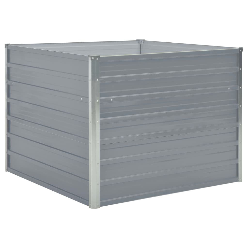 Raised Grow Bed 100x100x77 cm in Gray Galvanized Steel