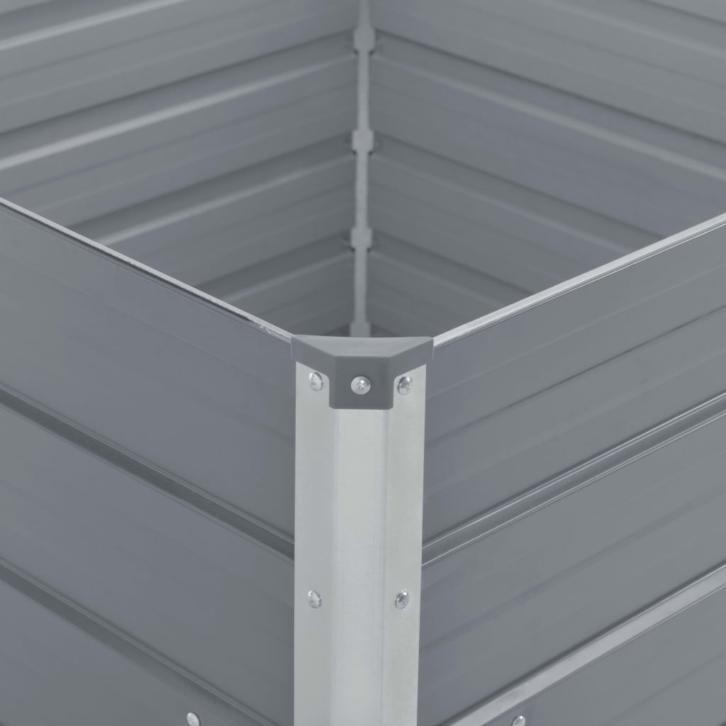 Raised Grow Bed 100x100x77 cm in Gray Galvanized Steel