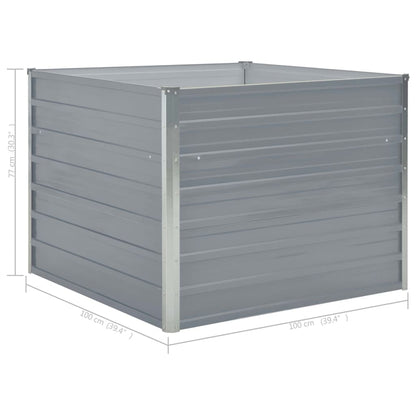 Raised Grow Bed 100x100x77 cm in Gray Galvanized Steel