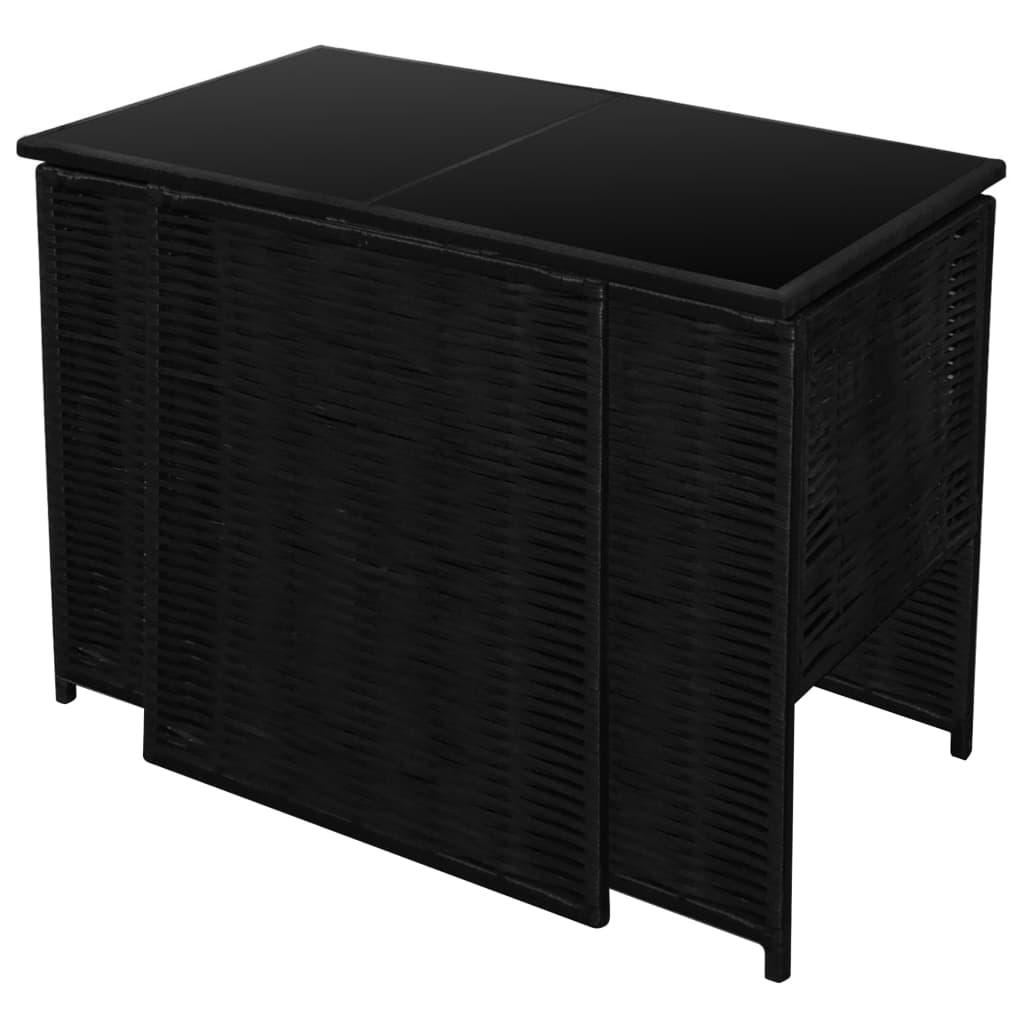 Set da Bistrot 3 pz con Cuscini in Polyrattan Nero - homemem39