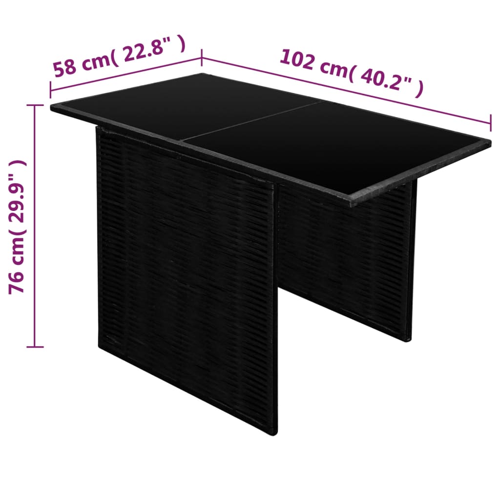 Set da Bistrot 3 pz con Cuscini in Polyrattan Nero - homemem39