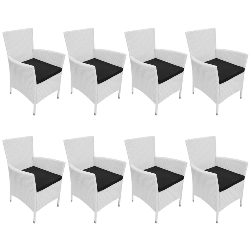 Set da Pranzo da Giardino 9 pz in Polyrattan Bianco Crema | homemem39