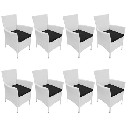 Set da Pranzo da Giardino 9 pz in Polyrattan Bianco Crema | homemem39