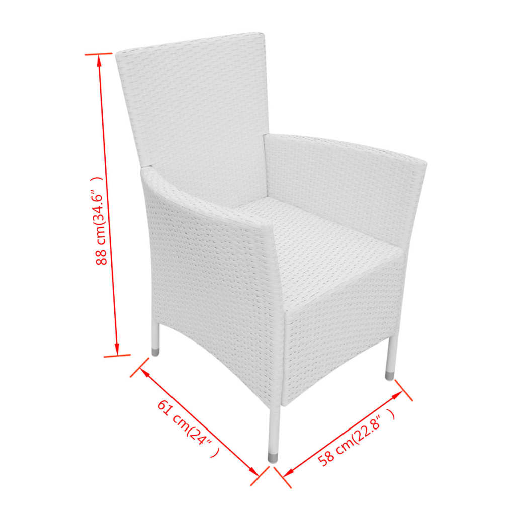 Set da Pranzo da Giardino 9 pz in Polyrattan Bianco Crema | homemem39