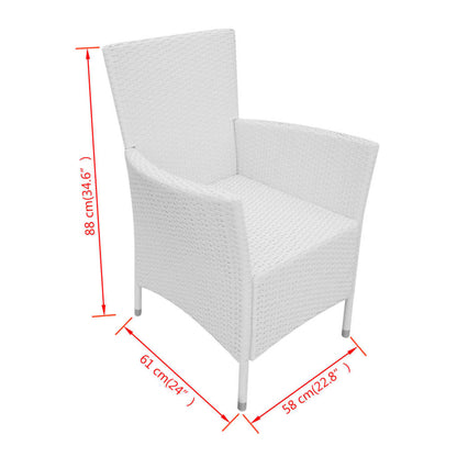 Set da Pranzo da Giardino 9 pz in Polyrattan Bianco Crema | homemem39
