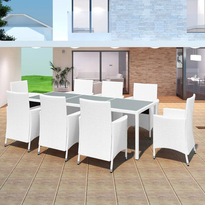 Set da Pranzo da Giardino 9 pz in Polyrattan Bianco Crema | homemem39