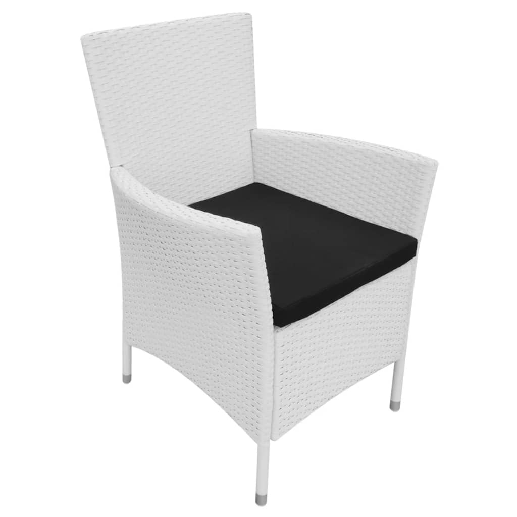 Set da Pranzo da Giardino 5 pz in Polyrattan Bianco Crema - homemem39
