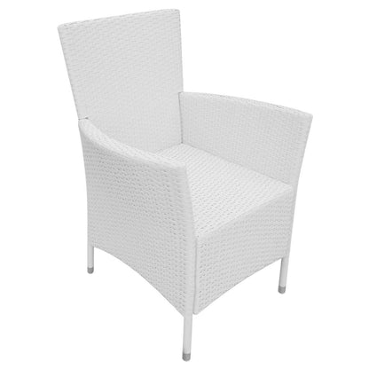 Set da Pranzo da Giardino 5 pz in Polyrattan Bianco Crema