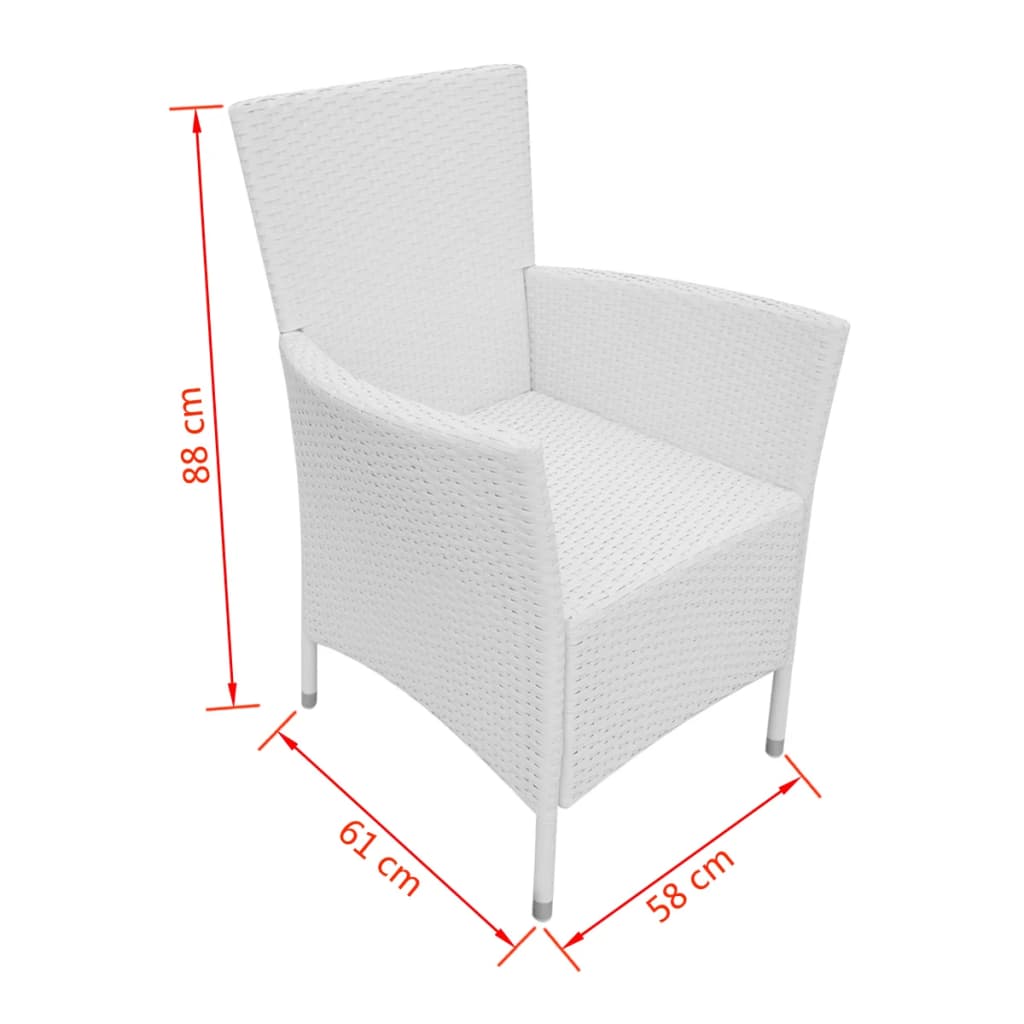 Set da Pranzo da Giardino 5 pz in Polyrattan Bianco Crema - homemem39