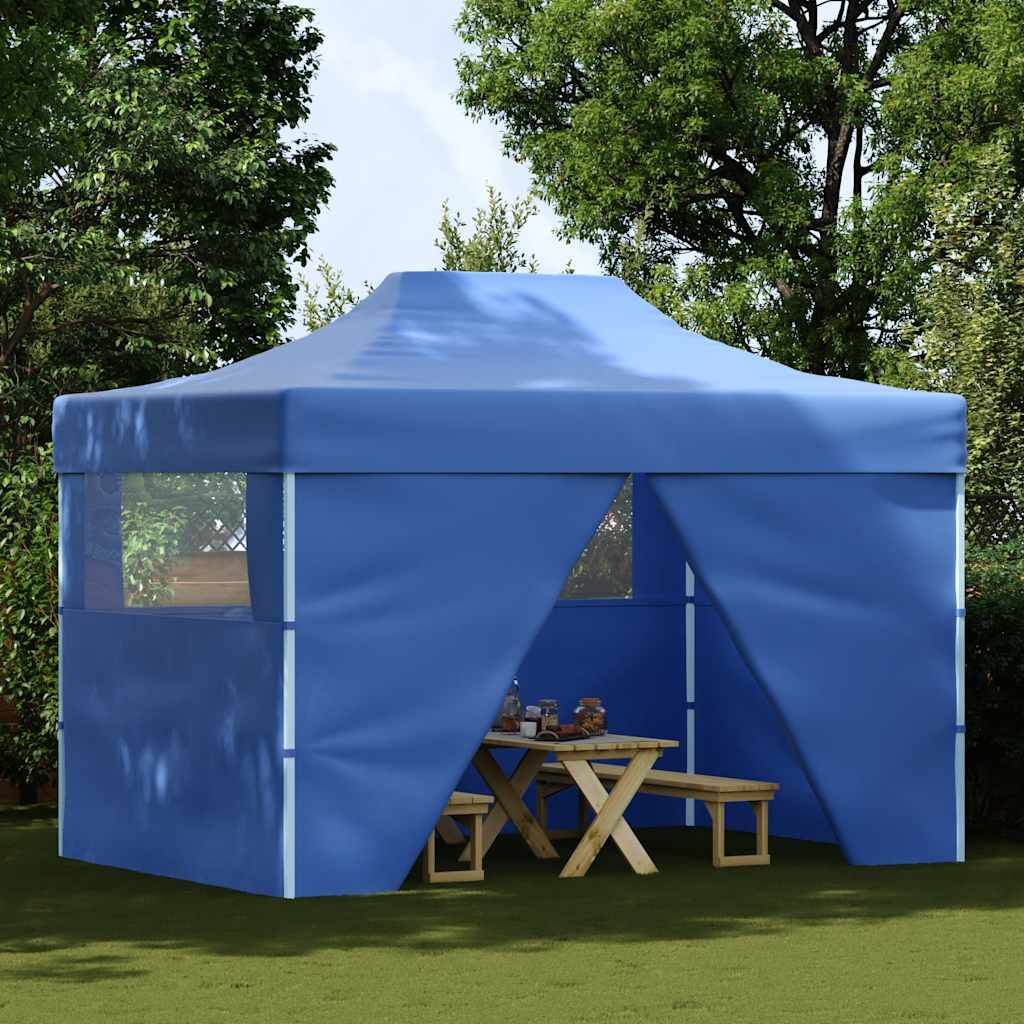 Tenda Pieghevole Pop-Up con 4 Pareti Laterali 3x4,5 m Blu - homemem39