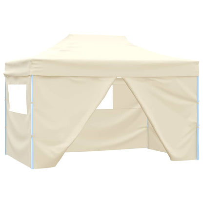 Tenda Pieghevole Pop-Up 4 Pareti Laterali 3x4,5 m Bianco Crema