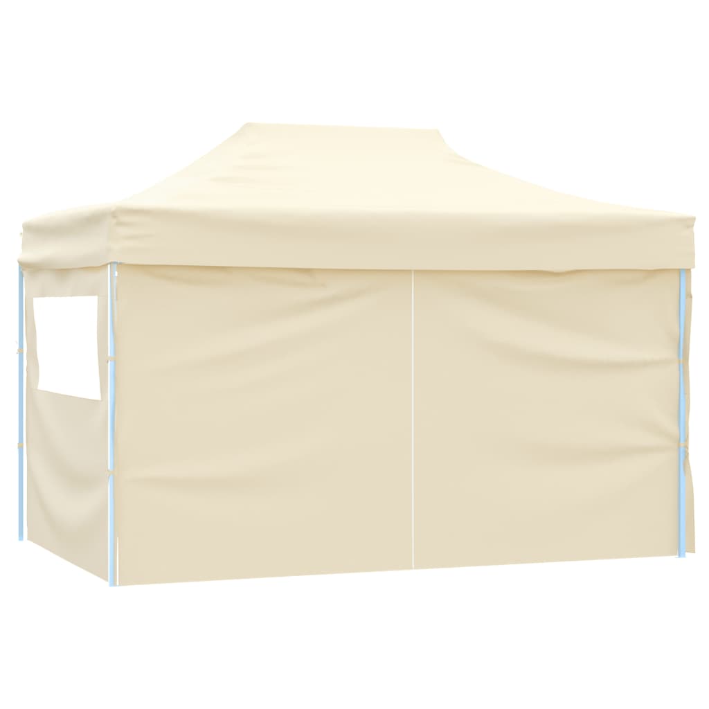 Tenda Pieghevole Pop-Up 4 Pareti Laterali 3x4,5 m Bianco Crema