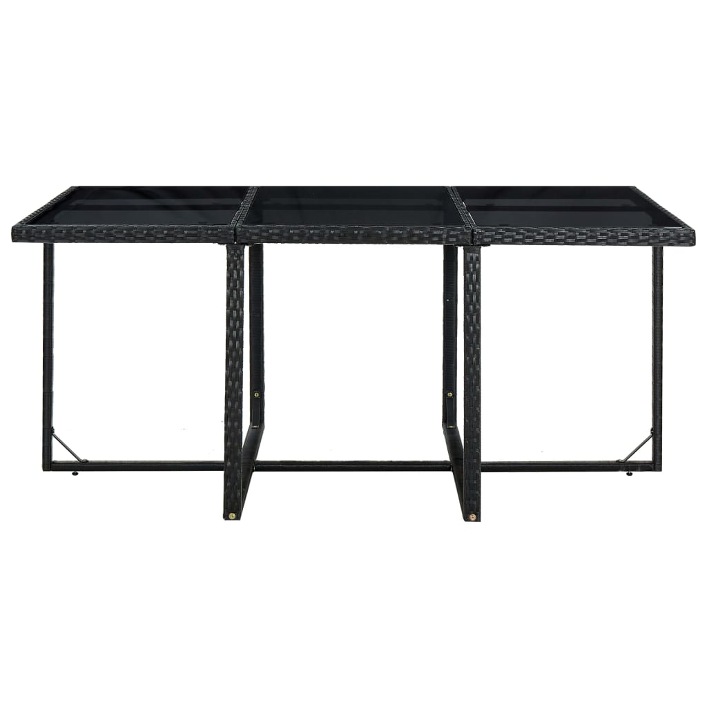 Set da Pranzo da Giardino 11 pz con Cuscini in Polyrattan Nero - homemem39