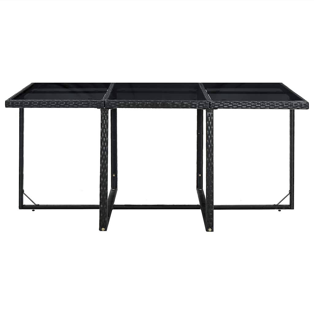 Set da Pranzo da Giardino 11 pz con Cuscini in Polyrattan Nero