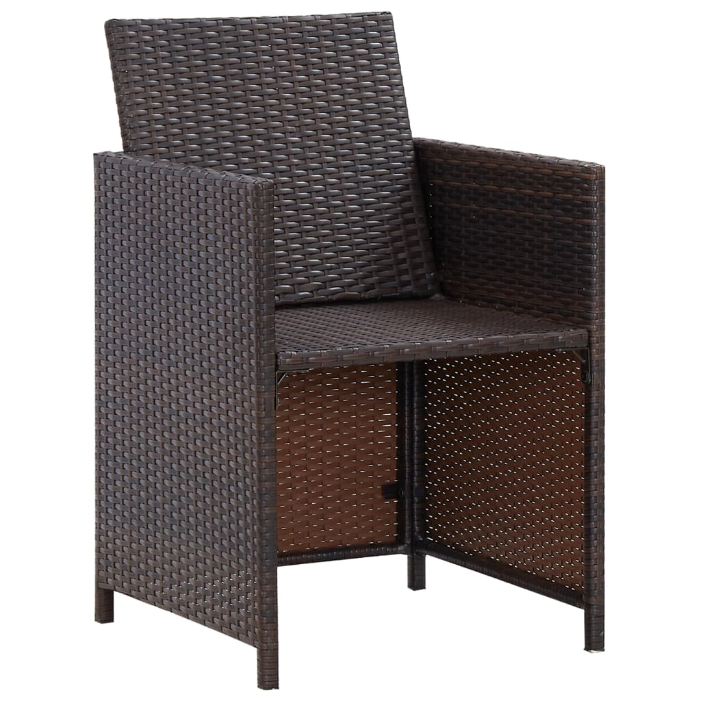 Set da Pranzo da Giardino 11 pz con Cuscini Polyrattan Marrone | homemem39