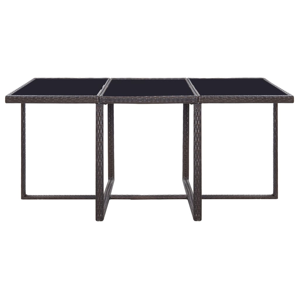 Set da Pranzo da Giardino 11 pz con Cuscini Polyrattan Marrone | homemem39