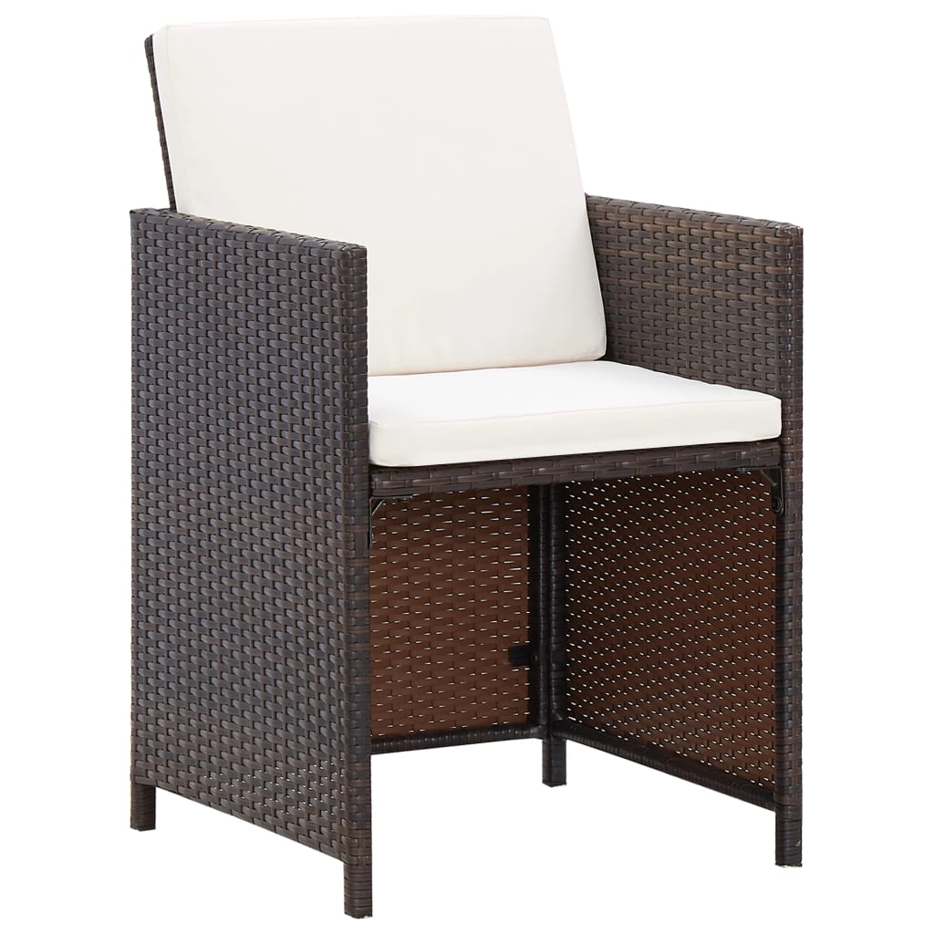 Set da Pranzo da Giardino 11 pz con Cuscini Polyrattan Marrone | homemem39