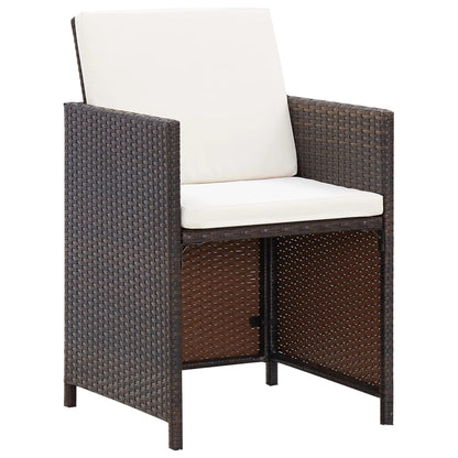 Set da Pranzo da Giardino 11 pz con Cuscini Polyrattan Marrone | homemem39