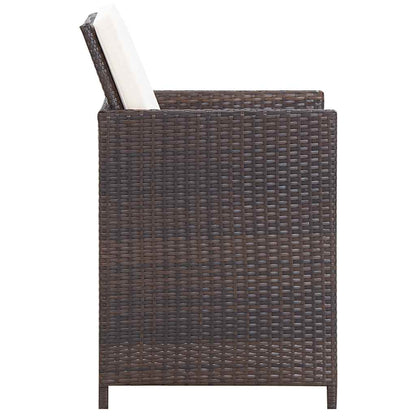 Set da Pranzo da Giardino 11 pz con Cuscini Polyrattan Marrone