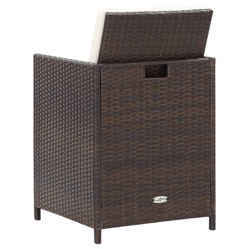 Set da Pranzo da Giardino 11 pz con Cuscini Polyrattan Marrone | homemem39