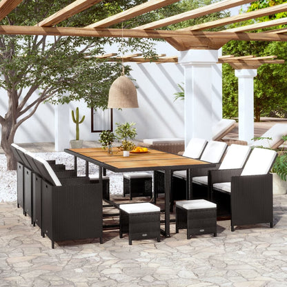 Set da Pranzo da Giardino 13 pz Polyrattan e Legno Acacia Nero | homemem39