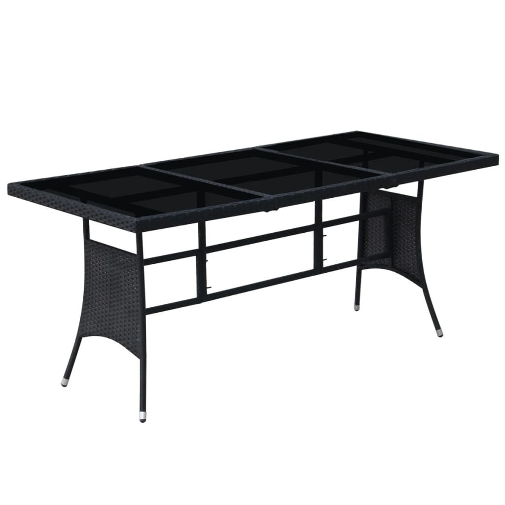 Set da Pranzo da Giardino 9 pz con Cuscini in Polyrattan Nero - homemem39