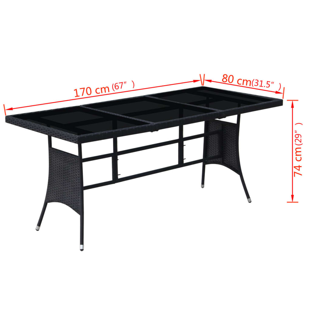 Set da Pranzo da Giardino 9 pz con Cuscini in Polyrattan Nero - homemem39