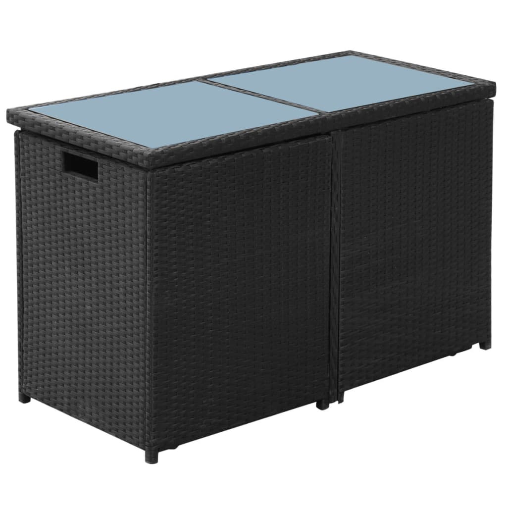 Set da Bistrot 3 pz con Cuscini in Polyrattan Nero | homemem39