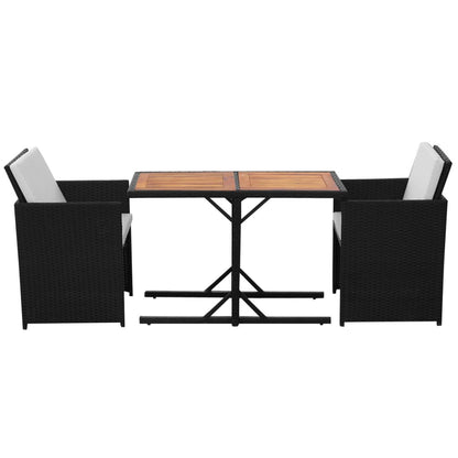 Set da Bistrot 3 pz con Cuscini in Polyrattan Nero | homemem39