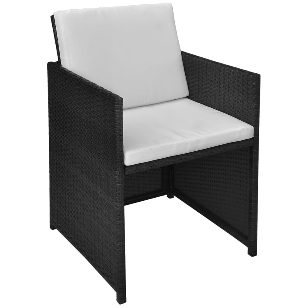 Set da Bistrot 3 pz con Cuscini in Polyrattan Nero | homemem39