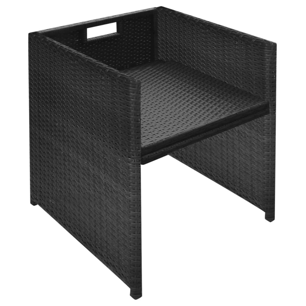 Set da Bistrot 3 pz con Cuscini in Polyrattan Nero | homemem39