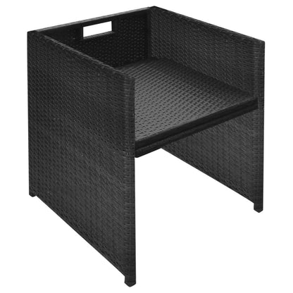 Set da Bistrot 3 pz con Cuscini in Polyrattan Nero | homemem39