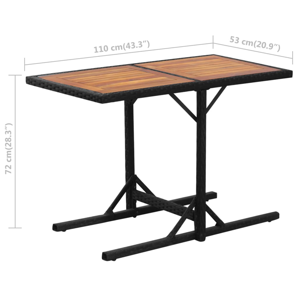 Set da Bistrot 3 pz con Cuscini in Polyrattan Nero | homemem39