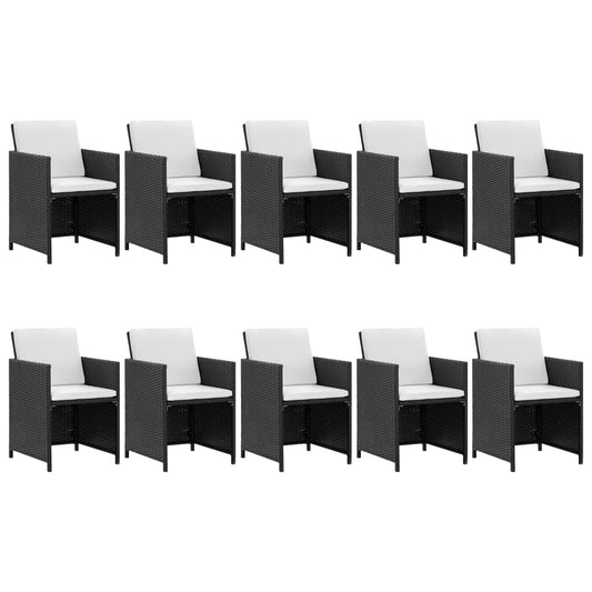 Set da Pranzo da Giardino 11 pz con Cuscini in Polyrattan Nero - homemem39
