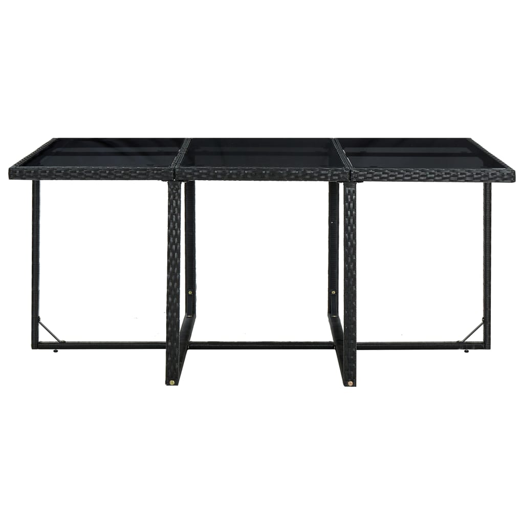 Set da Pranzo da Giardino 11 pz con Cuscini in Polyrattan Nero - homemem39