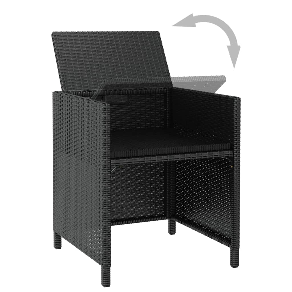 Set da Pranzo da Giardino 11 pz con Cuscini in Polyrattan Nero | homemem39