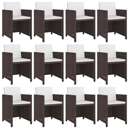 Set da Pranzo da Giardino 13 pz con Cuscini Polyrattan Marrone - homemem39