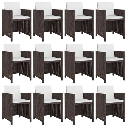 Set da Pranzo da Giardino 13 pz con Cuscini Polyrattan Marrone - homemem39