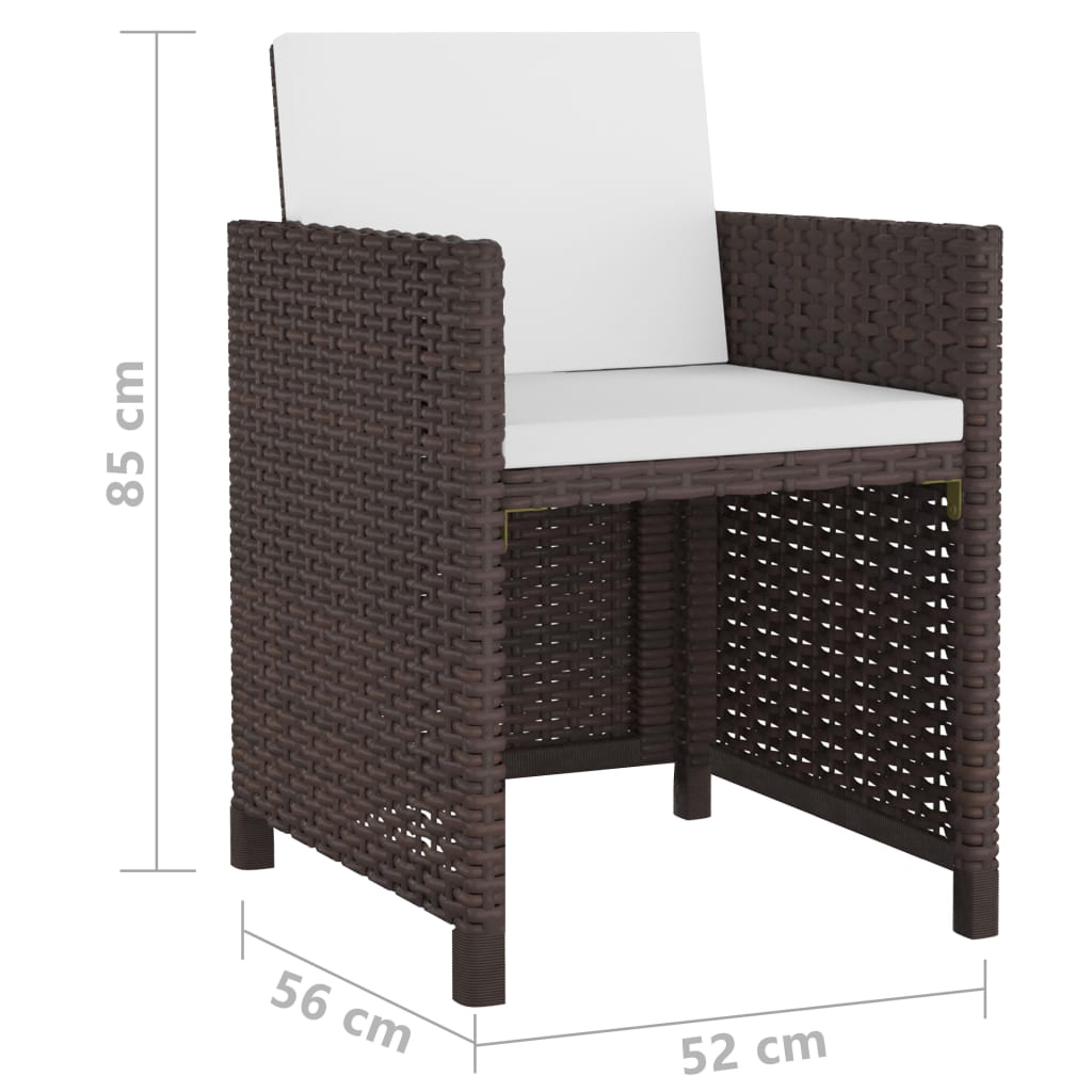 Set da Pranzo da Giardino 13 pz con Cuscini Polyrattan Marrone - homemem39