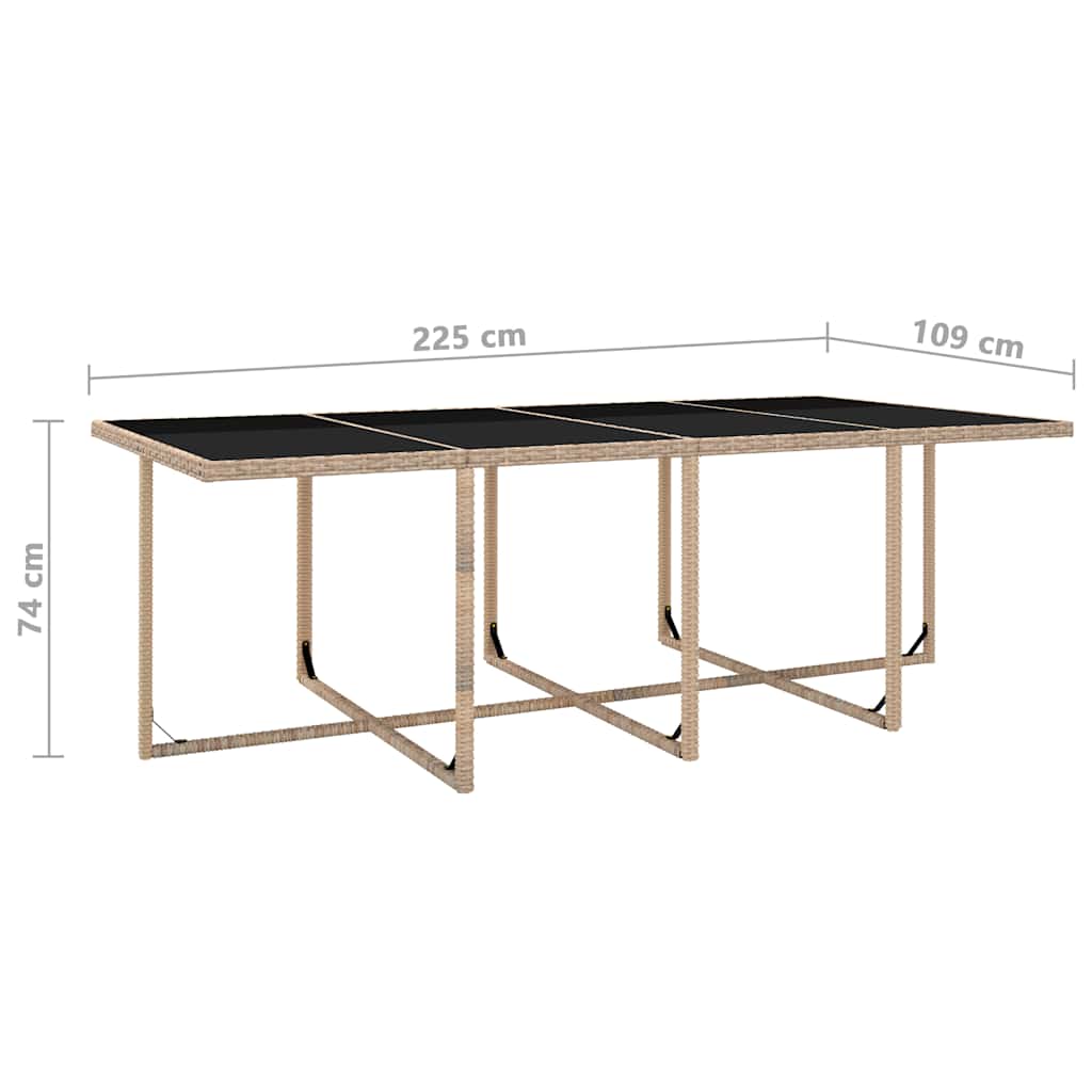 Set da Pranzo da Giardino 13 pz con Cuscini in Polyrattan Beige