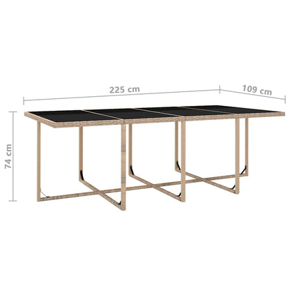 Set da Pranzo da Giardino 13 pz con Cuscini in Polyrattan Beige