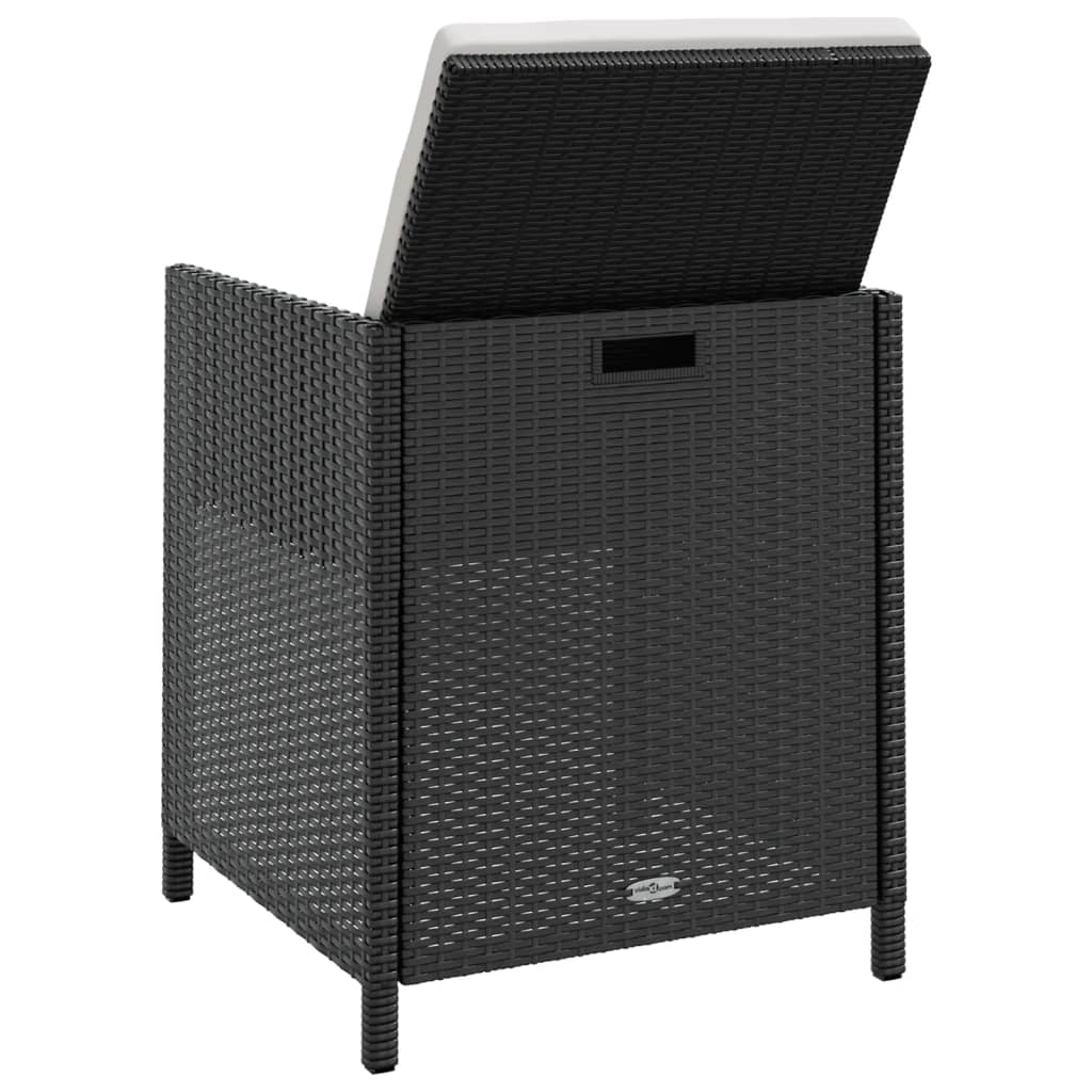 Set da Pranzo da Giardino 13 pz con Cuscini in Polyrattan Nero