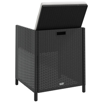 Set da Pranzo da Giardino 13 pz con Cuscini in Polyrattan Nero