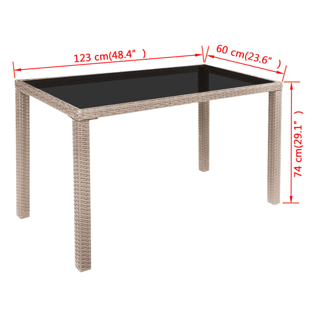 Set da Pranzo da Giardino 5 pz con Cuscini in Polyrattan Beige | homemem39