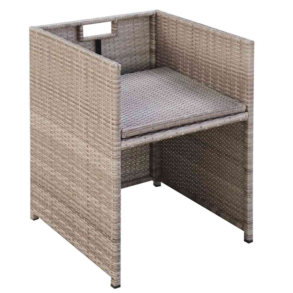 Set da Pranzo da Giardino 9 pz con Cuscini in Polyrattan Beige