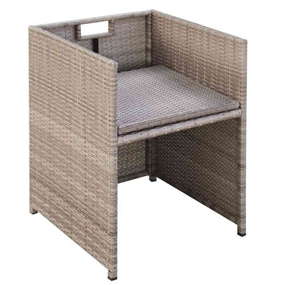Set da Pranzo da Giardino 9 pz con Cuscini in Polyrattan Beige