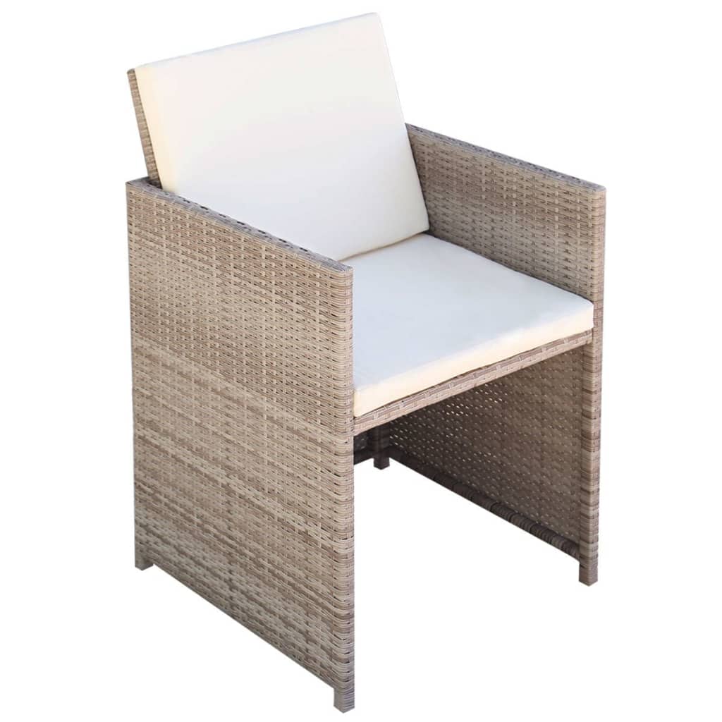 Set da Pranzo da Giardino 11 pz con Cuscini in Polyrattan Beige
